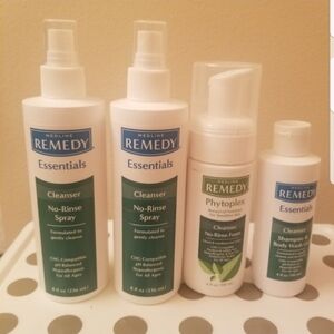 Medline Remedy Essentials CLEANSE Set Of 4 Products No Rinse Cleansers, Shampoo.